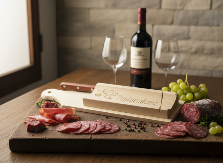Art.1029 - Tagliere "Tagliasalame" in Faggio Naturale con Coltello Integrato
