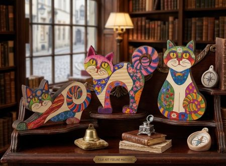 Art.1087 - Gatto in legno colorato da appoggiare cm. 7,5